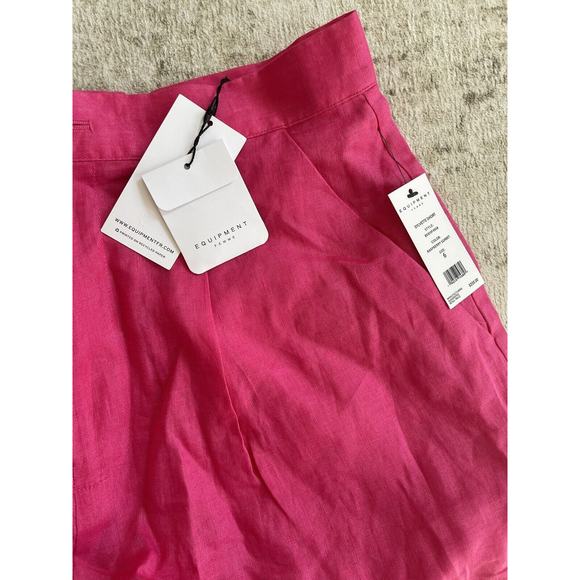 Equipment Sylvette Hot Pink 100% Linen Shorts Size 6 NWT $250 High Rise - Picture 11 of 12